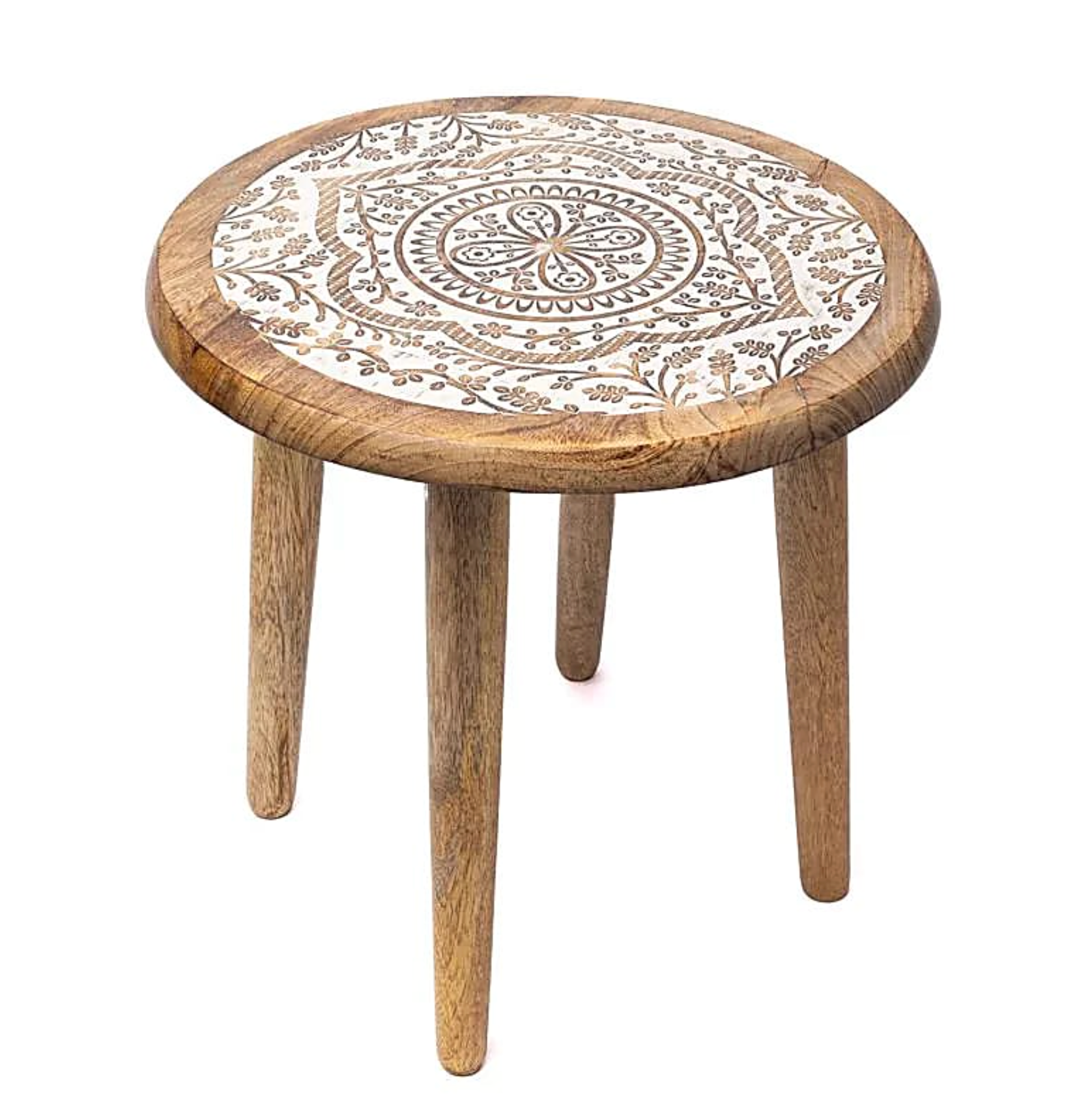 Table d’Appoint Mandala en Bois de Manguier - Univers Tibet