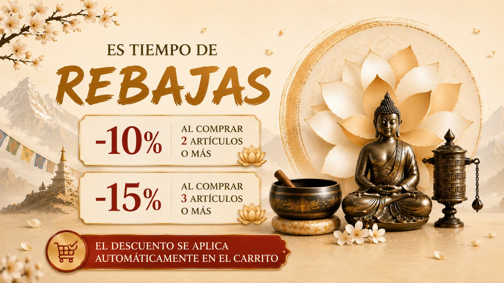 Rebajas : 10% por 2 articulos comprados, 15% desde 3 articulos comprados