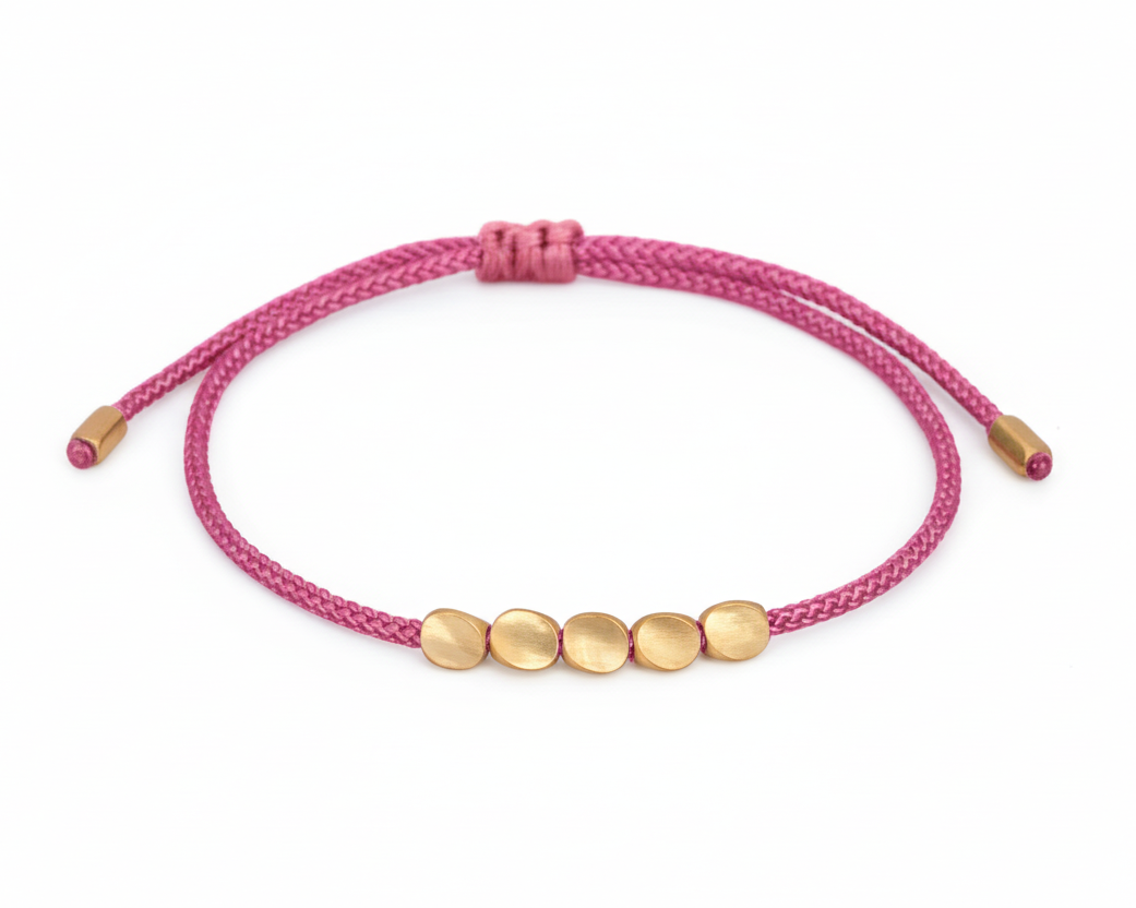 bacelet tibetain de la chance 4 perles de cuivre rose - univers tibet