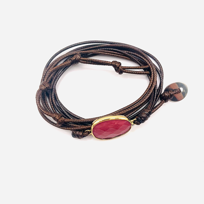 Bracelet Wrap - Rhodochrosite - Couleur Brun