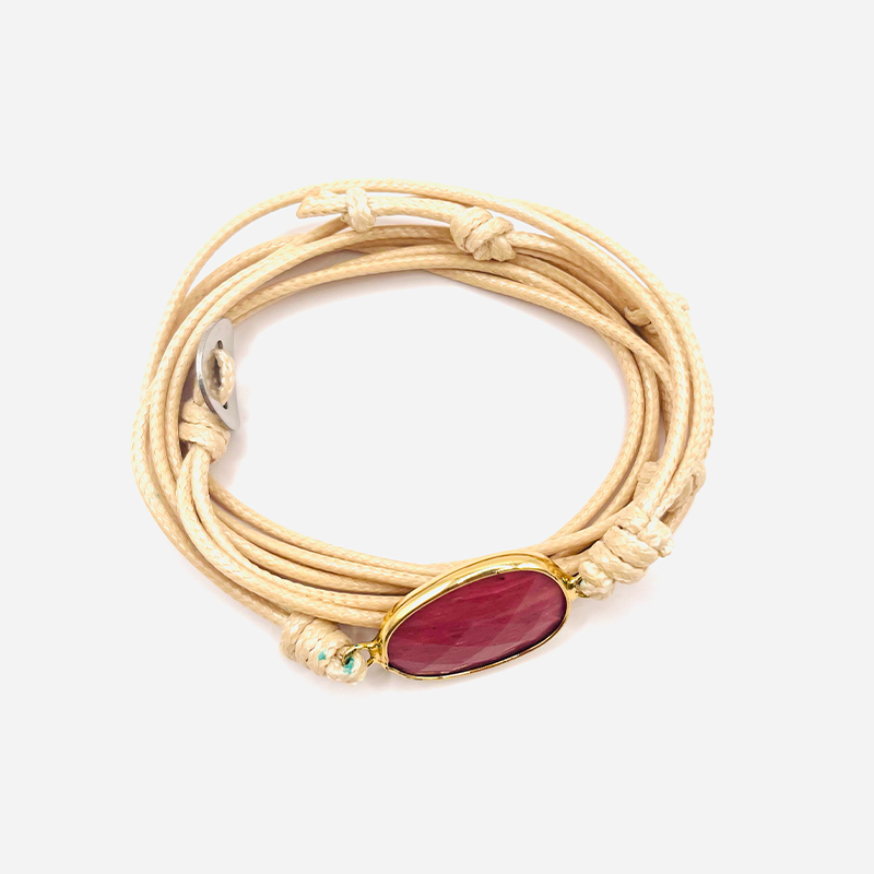 Bracelet Wrap - Rhodochrosite - Couleur Naturelle