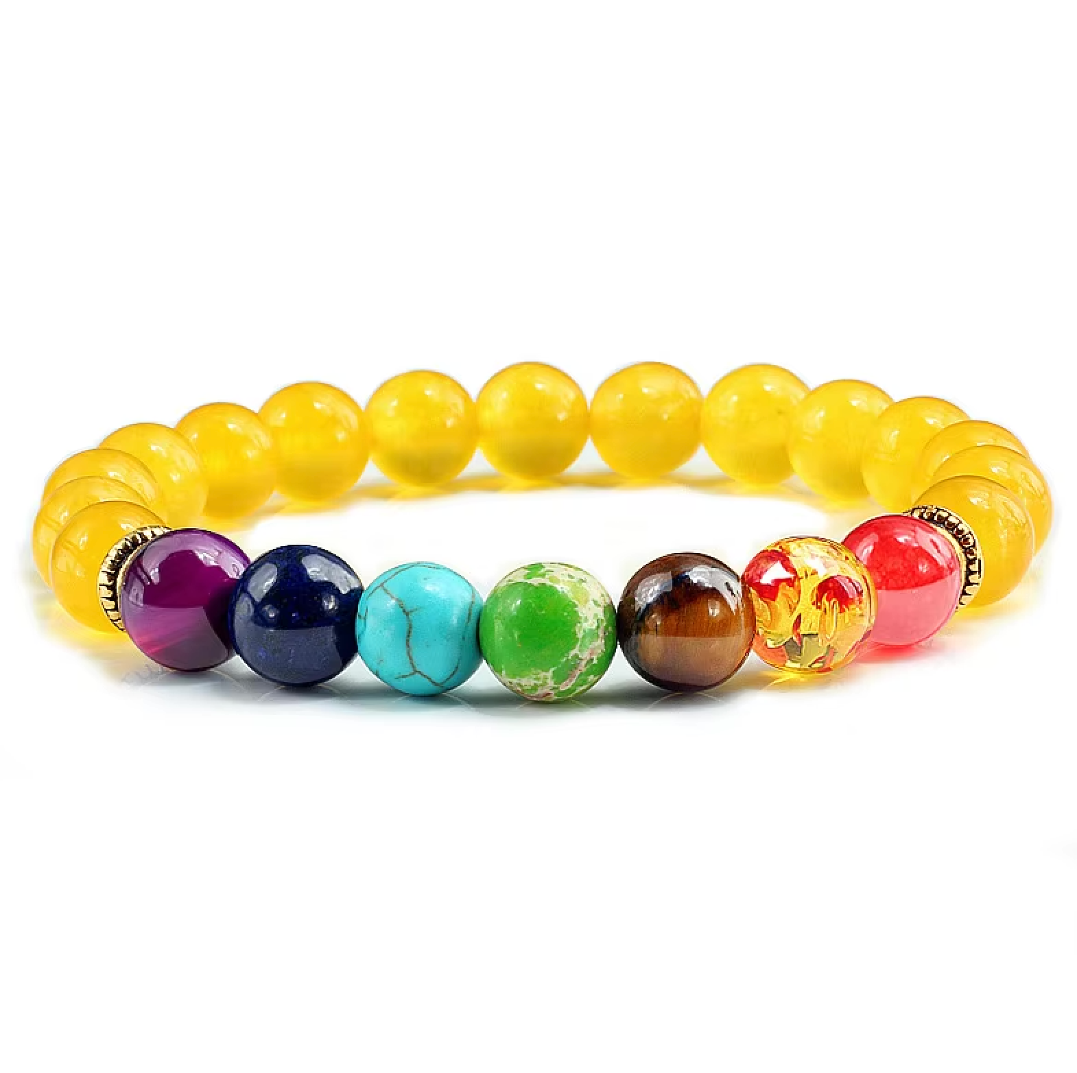Armband mit 7 Chakren, Agat, gelber Kristall - Tibetwelt