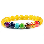bracelet 7 chakras perles d'agate cristal jaune - Univers Tibet