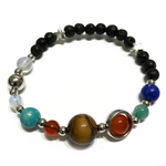 bracelet 7 chakras système solaire navgraha argente - univers tibet