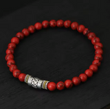 Buddhistischer Armreif, Glücksbringer, Howlit, rot - Tibetwelt
