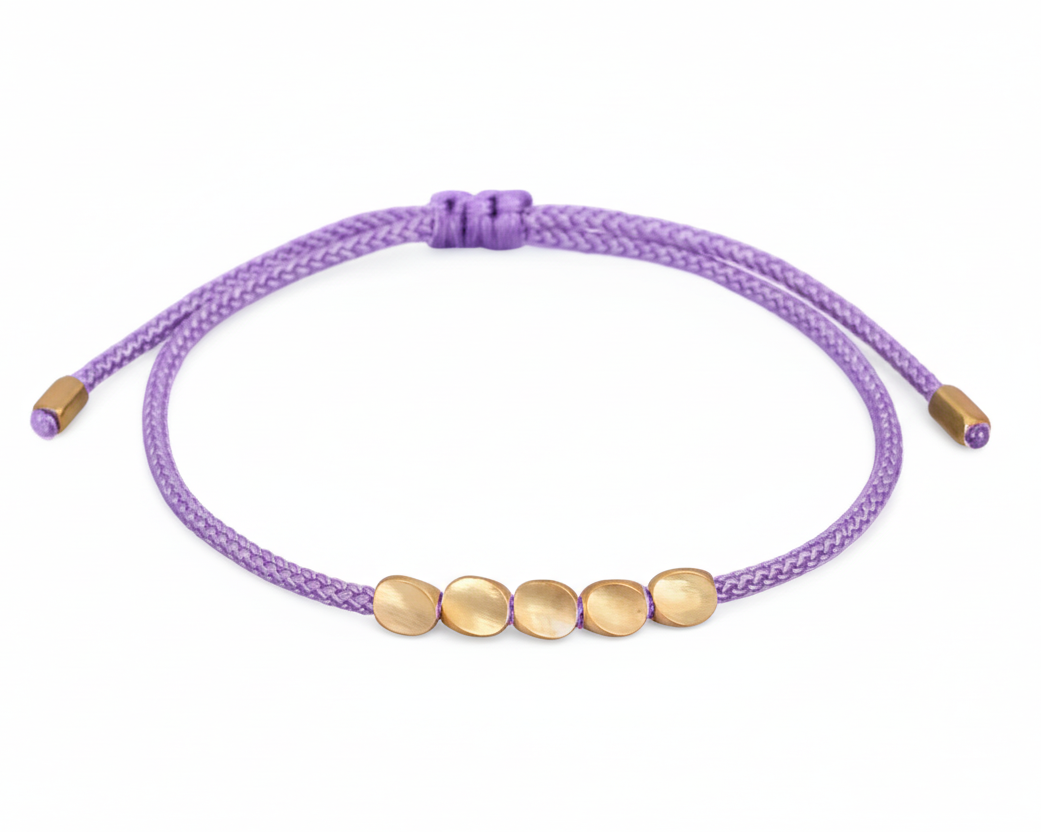 bracelet de la chance tibetain 4 perles de cuivre parme - univers tibet