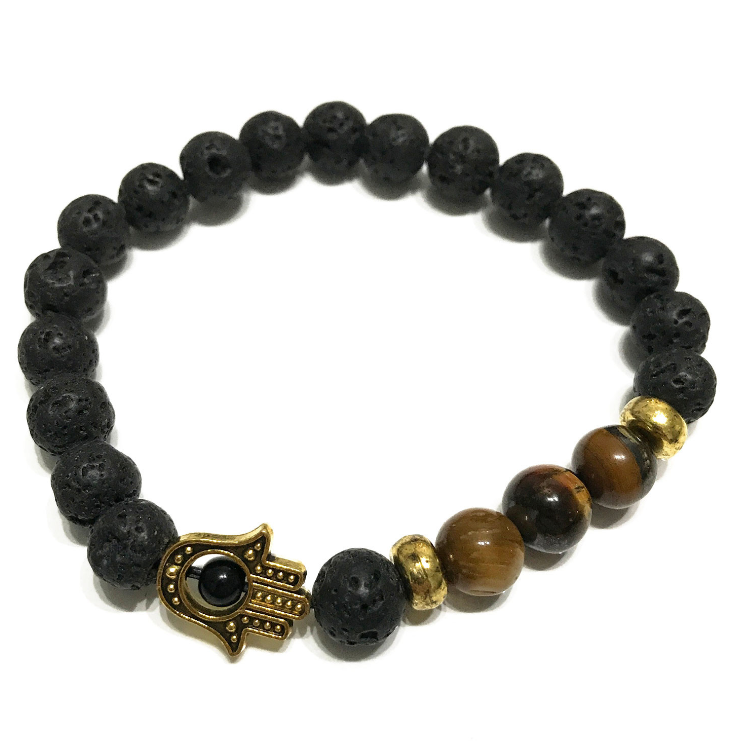 Armband, Tigerauge, Hamsa-Symbol - Tibetwelt