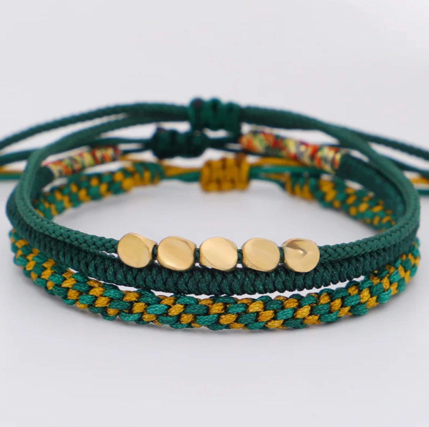 bracelet tibétain défense immunitaire set de 3 Vert - Univers Tibet