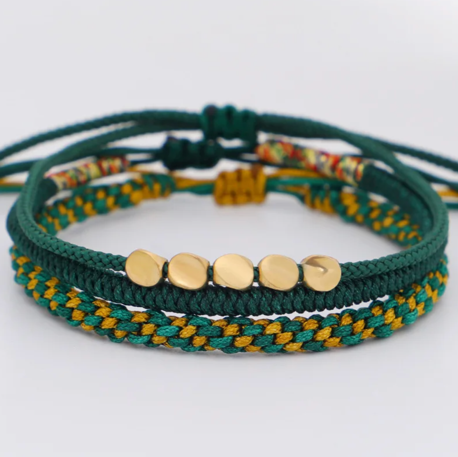 bracelet tibétain défense immunitaire set de 3 Vert - Univers Tibet
