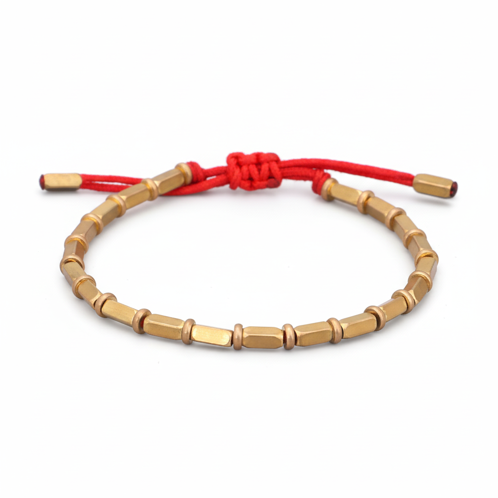 bracelet tibétain harmonie et protection cuivre doré - Rouge - Univers Tibet