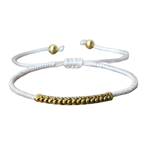 bracelet tibetain bouddhiste tresse a la main porte bonheur blanc - Univers Tibet