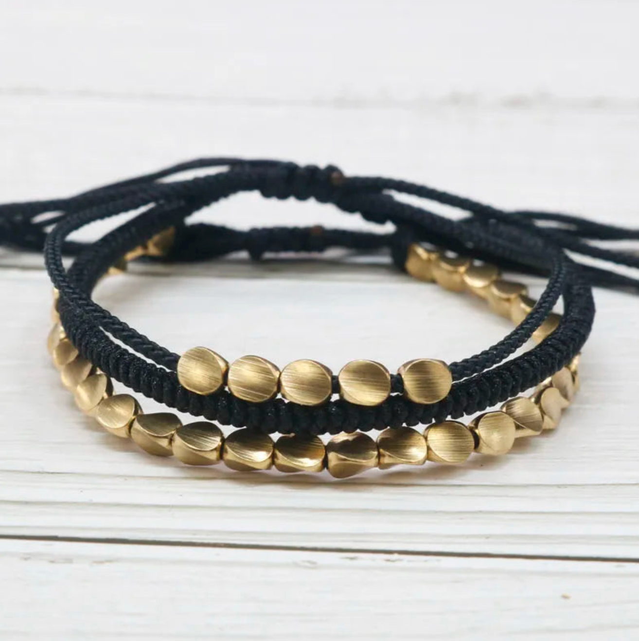 pulsera tibetana de la suerte, juego de 3, negro - Mundo Tibet