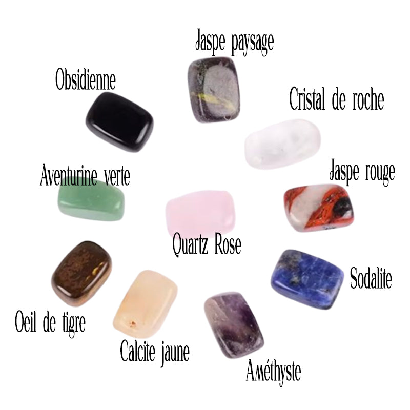 Coffret 10 Pierres Naturelles - Equilibre, Ancrage et Harmonie