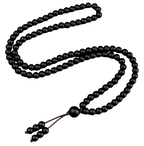 mala tibetain 108 perles obsidienne - Univers TIbet