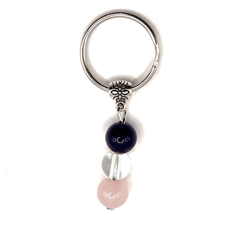 abrigo de llaves - piedras preciosas - amatista - cuarzo transparente y cuarzo rosa - Mundo Tibet
