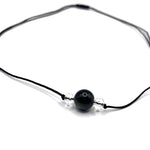 Pendentif Obsidienne, Perles de Verre et Hématite - Protection