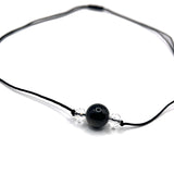 Pendentif Obsidienne, Perles de Verre et Hématite - Protection
