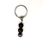 porte-cles-pierres-precieuses-tourmaline-oeil-de-tigre-hematite - univers Tibet