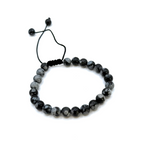 racelet Équilibre & Protection - Ajustable en Obsidienne Neige - Univers Tibet