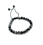 racelet Équilibre & Protection - Ajustable en Obsidienne Neige - Univers Tibet