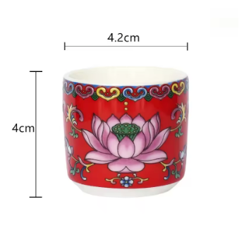 Tasses d'Offrandes Bouddhiste Lotus Sacré - Lot de 3 Rouge - Univers Tibet