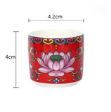 Buddhist Offering Cups - Sacred Lotus - Set of 3 - Red - Tibetan Universe